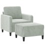 Sillón con taburete terciopelo gris claro 60 cm de , Sofás - Ref: Foro24-3201164, Precio: 223,98 €, Descuento: %