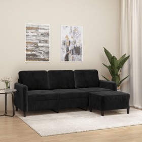 3-Sitzer-Sofa mit schwarzem Samthocker 180 cm von , Sofas - Ref: Foro24-3201179, Preis: 379,14 €, Rabatt: %