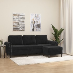 3-seater sofa with black velvet stool 180 cm by , Sofas - Ref: Foro24-3201220, Price: 357,59 €, Discount: %