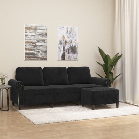 3-seater sofa with black velvet stool 180 cm by , Sofas - Ref: Foro24-3201220, Price: 358,45 €, Discount: %