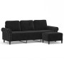 Sofá de 3 plazas con taburete de terciopelo negro 180 cm de , Sofás - Ref: Foro24-3201220, Precio: 358,45 €, Descuento: %