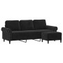 Sofá de 3 plazas con taburete de terciopelo negro 180 cm de , Sofás - Ref: Foro24-3201220, Precio: 358,45 €, Descuento: %