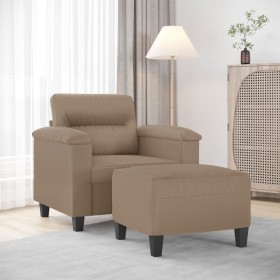 Cappuccino synthetic leather armchair with stool 60 cm by , Sofas - Ref: Foro24-3201241, Price: 214,25 €, Discount: %