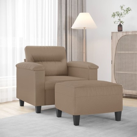 Sillón con taburete cuero sintético color capuchino 60 cm de , Sofás - Ref: Foro24-3201241, Precio: 223,99 €, Descuento: %