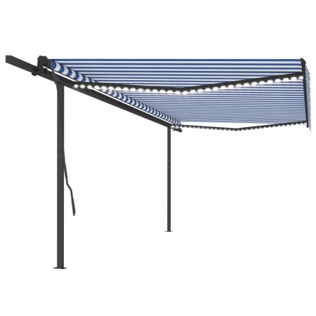 Toldo manual retráctil con luz LED azul y blanco 5x3,5 m de , Toldos - Ref: Foro24-3070261, Precio: 686,00 €, Descuento: %