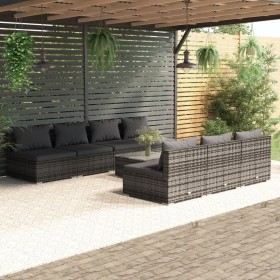 8-teiliges Gartensofa-Set und graue synthetische Rattankissen von , Gartensets - Ref: Foro24-3101469, Preis: 1,00 €, Rabatt: %