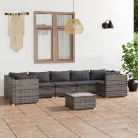 8-teiliges Gartenmöbel-Set und graue synthetische Rattankissen von , Gartensets - Ref: Foro24-3101965, Preis: 868,62 €, Rabat...