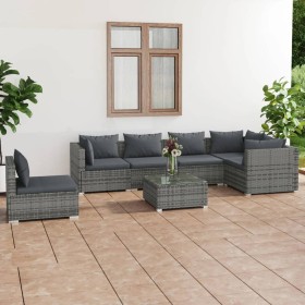 7-teiliges Gartenmöbel-Set und graue synthetische Rattankissen von , Gartensets - Ref: Foro24-3102333, Preis: 701,99 €, Rabat...