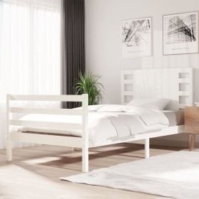 Estructura de cama madera maciza de pino blanca 100x200 cm de , Camas y somieres - Ref: Foro24-3104274, Precio: 125,62 €, Des...