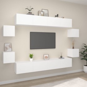 TV furniture set 8 pieces white plywood by , TV Furniture - Ref: Foro24-3114222, Price: 285,99 €, Discount: %