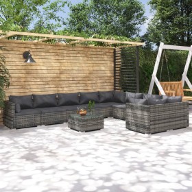 10-piece garden furniture set and gray synthetic rattan cushions by , Garden sets - Ref: Foro24-3102773, Price: 994,99 €, Dis...