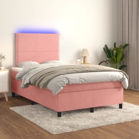 Boxspringbett mit Matratze und LED-Rosa-Samt 120x200 cm von , Betten und Lattenroste - Ref: Foro24-3136058, Preis: 442,33 €, ...