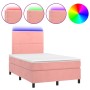 Cama box spring colchón y LED terciopelo rosa 120x200 cm de , Camas y somieres - Ref: Foro24-3136058, Precio: 442,33 €, Descu...