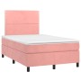 Cama box spring colchón y LED terciopelo rosa 120x200 cm de , Camas y somieres - Ref: Foro24-3136058, Precio: 442,33 €, Descu...