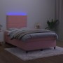 Cama box spring colchón y LED terciopelo rosa 120x200 cm de , Camas y somieres - Ref: Foro24-3136058, Precio: 442,33 €, Descu...