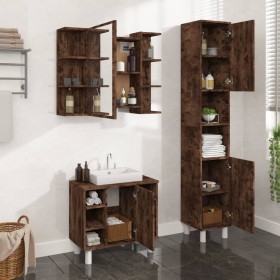 3-piece bathroom furniture set smoked oak plywood by , Bathroom furniture - Ref: Foro24-3187606, Price: 181,68 €, Discount: %