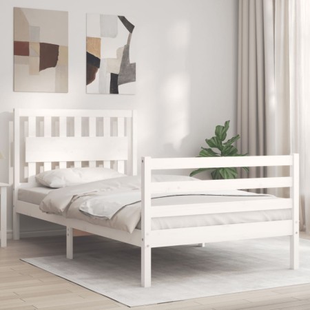 Estructura de cama con cabecero madera maciza blanco 100x200 cm de , Camas y somieres - Ref: Foro24-3194302, Precio: 122,99 €...