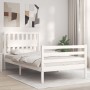 White solid wood bed frame with headboard 100x200 cm by , Beds and slatted bases - Ref: Foro24-3194302, Price: 122,23 €, Disc...