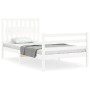 White solid wood bed frame with headboard 100x200 cm by , Beds and slatted bases - Ref: Foro24-3194302, Price: 122,23 €, Disc...