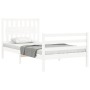 White solid wood bed frame with headboard 100x200 cm by , Beds and slatted bases - Ref: Foro24-3194302, Price: 122,23 €, Disc...