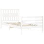 White solid wood bed frame with headboard 100x200 cm by , Beds and slatted bases - Ref: Foro24-3194302, Price: 122,23 €, Disc...