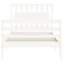 White solid wood bed frame with headboard 100x200 cm by , Beds and slatted bases - Ref: Foro24-3194302, Price: 122,23 €, Disc...