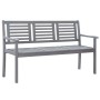 Banco de jardín 3 plazas madera eucalipto gris y cojín 150 cm de , Bancos de jardín - Ref: Foro24-3061072, Precio: 203,99 €, ...