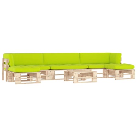 6-piece pallet furniture and impregnated pine wood cushions by , Garden sets - Ref: Foro24-3066971, Price: 427,96 €, Discount: %