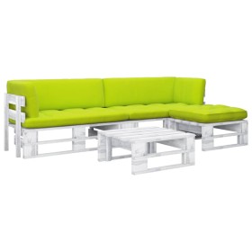 4-piece pallet furniture and white impregnated pine wood cushions by , Garden sets - Ref: Foro24-3066791, Price: 289,99 €, Di...