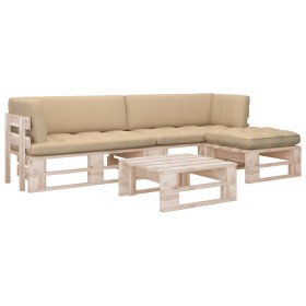 4-piece pallet furniture and impregnated pine wood cushions by , Garden sets - Ref: Foro24-3066820, Price: 323,99 €, Discount: %