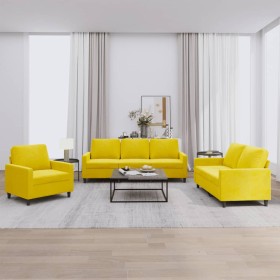 Yellow velvet 3-piece sofa set with cushions by , Sofas - Ref: Foro24-3201482, Price: 668,99 €, Discount: %