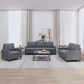 Dark gray velvet 3-piece sofa set with cushions by , Sofas - Ref: Foro24-3201477, Price: 678,29 €, Discount: %