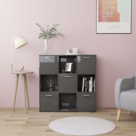 Glossy gray plywood shelving 90x30x90 cm by , Bookcases and shelves - Ref: Foro24-802938, Price: 117,99 €, Discount: %