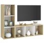 Muebles de salón 2 pzas madera ingeniería blanco y roble Sonoma de , Muebles TV - Ref: Foro24-3079939, Precio: 104,44 €, Desc...