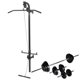 Máquina musculación Power Tower con pesas y mancuernas 30,5 kg de vidaXL, Máquinas de levantamiento de pesas - Ref: Foro24-27...