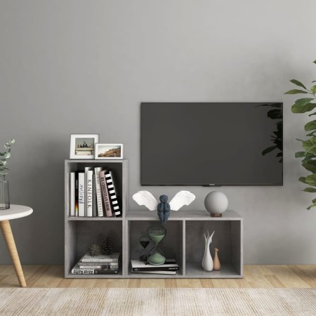 Living room furniture 2 pieces engineered wood gray concrete by , TV Furniture - Ref: Foro24-3079947, Price: 67,99 €, Discoun...