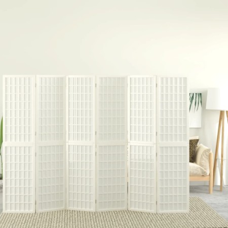 Folding screen with 6 panels white Japanese style 240x170 cm by , Room dividers - Ref: Foro24-352090, Price: 217,10 €, Discou...