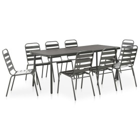 Juego de comedor para jardín 9 piezas acero gris oscuro de , Conjuntos de jardín - Ref: Foro24-46633, Precio: 578,99 €, Descu...