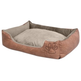 Dog bed with PU artificial leather cushion size L beige by , Beds for dogs - Ref: Foro24-170427, Price: 42,92 €, Discount: %