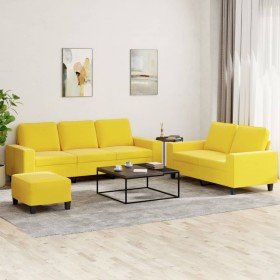 3-teilige Sofagarnitur aus hellgelbem Stoff von , Sofas - Ref: Foro24-3201911, Preis: 541,99 €, Rabatt: %