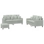 Sofagarnitur mit Kissen, 3-teilig, hellgrauer Samt von , Sofas - Ref: Foro24-3201710, Preis: 534,40 €, Rabatt: %