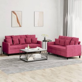 Sofa set with cushions 2 pieces red velvet by , Sofas - Ref: Foro24-3201704, Price: 431,79 €, Discount: %