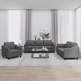 Sofa set with cushions 3 pieces dark gray fabric by , Sofas - Ref: Foro24-3201771, Price: 664,99 €, Discount: %