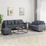 Dreiteilige Sofagarnitur aus dunkelgrauem Samt mit Kissen von , Sofas - Ref: Foro24-3201731, Preis: 617,48 €, Rabatt: %