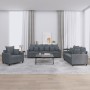 Dark gray velvet 3-piece sofa set with cushions by , Sofas - Ref: Foro24-3201681, Price: 644,31 €, Discount: %