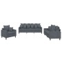 Dark gray velvet 3-piece sofa set with cushions by , Sofas - Ref: Foro24-3201681, Price: 644,31 €, Discount: %