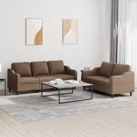 Sofa set with cushions 2 pieces brown fabric by , Sofas - Ref: Foro24-3201837, Price: 542,99 €, Discount: %