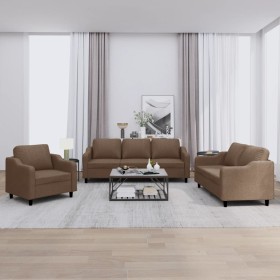 Sofa set with cushions 3 pieces brown fabric by , Sofas - Ref: Foro24-3201773, Price: 676,99 €, Discount: %