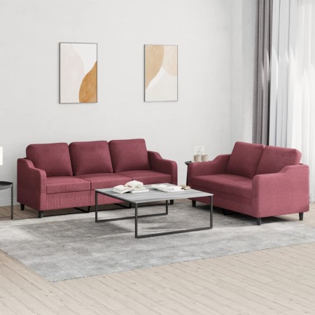 Sofa set with cushions 2 pieces red fabric by , Sofas - Ref: Foro24-3201840, Price: 517,99 €, Discount: %