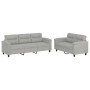 Sofagarnitur mit Kissen, 2-teilig, hellgrauer Mikrofaserstoff von , Sofas - Ref: Foro24-3202339, Preis: 560,65 €, Rabatt: %